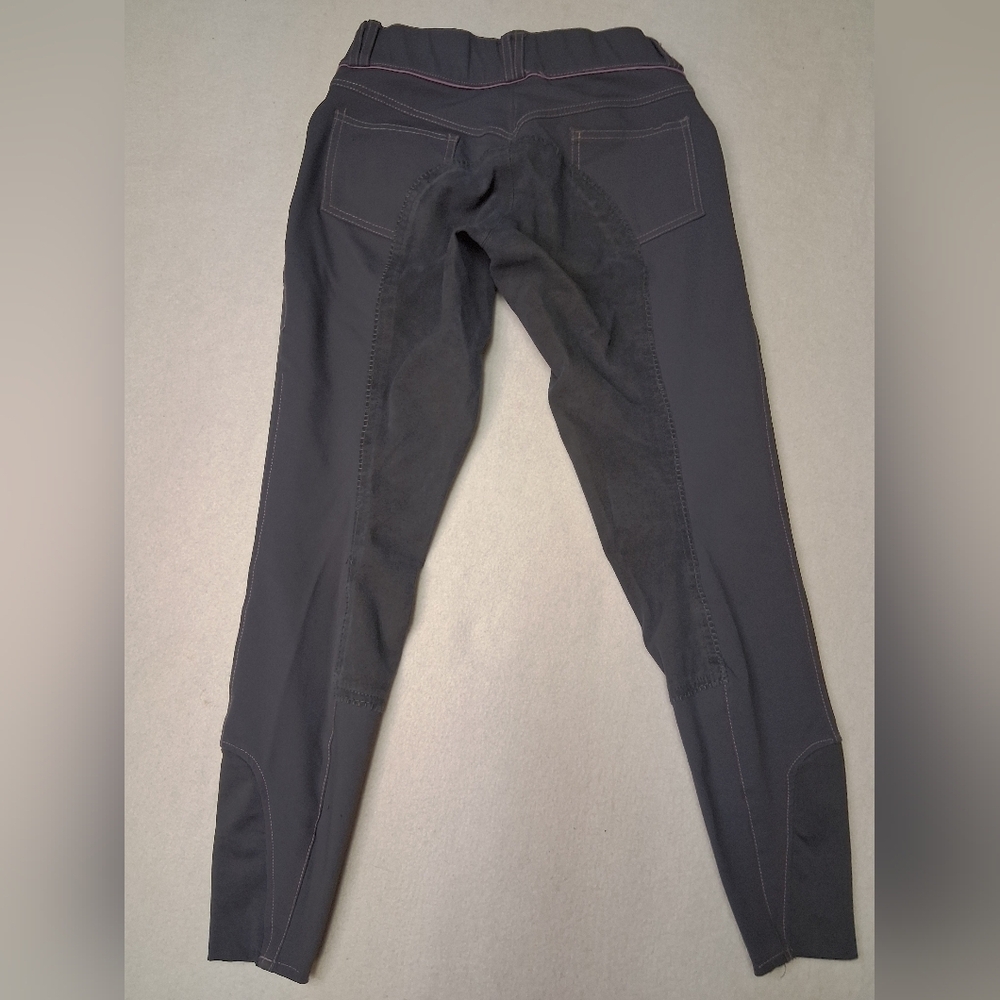 Elation Platinum Womens Breeches Riding Pants with Pink Stitching - Picture 6 of 12